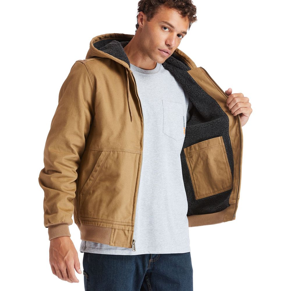 Timberland Mens Jackets PRO® Gritman Lined, Hooded Canvas - Brown - India AU9587423